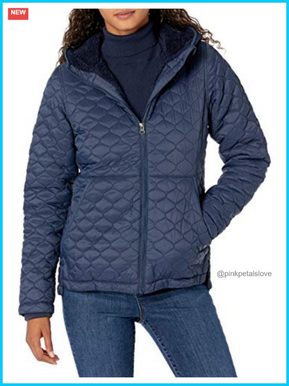 Women's Lightweight Quilted Full-Zip Water-Resistant Fleece Sherpa-Lined Hooded